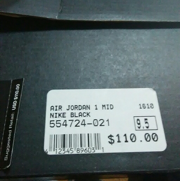 Black/Grey Nike Air Jordan 1 Mid Top - Picture 4 of 5